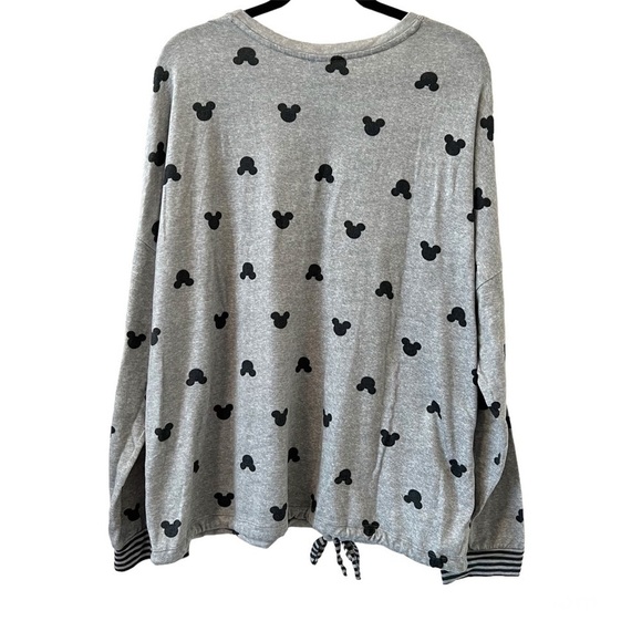 Disney Mickey Mouse Gray & Black Pajama Set Long Sleeve Top & Pants Set - Picture 3 of 7